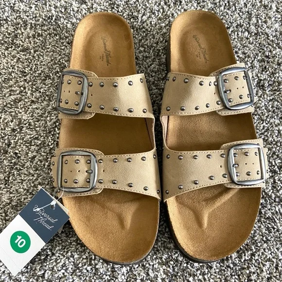 Universal thread double strap studded sandals slip on - Picture 1 of 6